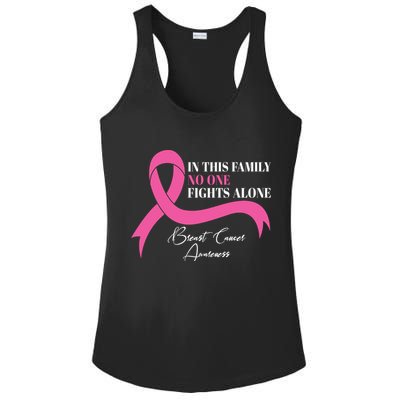 In This Family No One Fights Alone Breast Cancer Awareness Ladies PosiCharge Competitor Racerback Tank