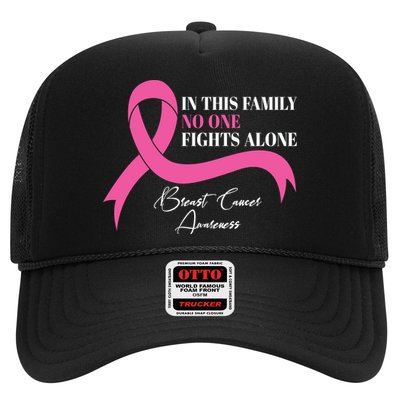 In This Family No One Fights Alone Breast Cancer Awareness Trucker Hat
