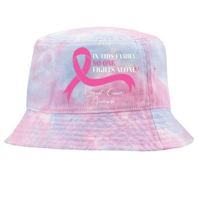 In This Family No One Fights Alone Breast Cancer Awareness Tie-Dyed Bucket Hat