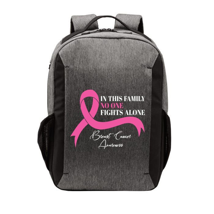 In This Family No One Fights Alone Breast Cancer Awareness Vector Backpack