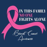 In This Family No One Fights Alone Breast Cancer Awareness 7 Panel Mesh Trucker Snapback Hat