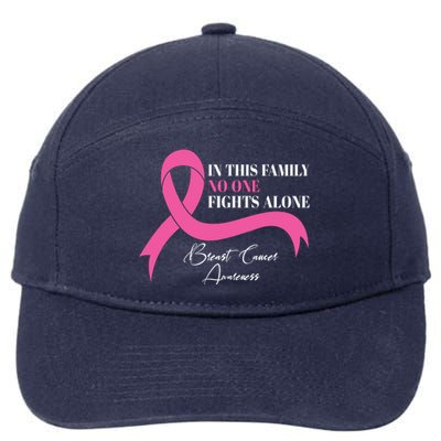 In This Family No One Fights Alone Breast Cancer Awareness 7-Panel Snapback Hat