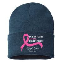 In This Family No One Fights Alone Breast Cancer Awareness Sustainable Knit Beanie