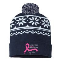 In This Family No One Fights Alone Breast Cancer Awareness USA-Made Snowflake Beanie