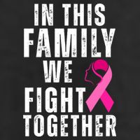 In This Family We Fight Together Breast Cancer Ribbon 7 Panel Mesh Trucker Snapback Hat