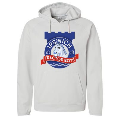 Ipswich Town Fan Tractor Boy Suffolk Punch Badge Performance Fleece Hoodie