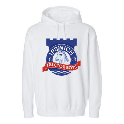 Ipswich Town Fan Tractor Boy Suffolk Punch Badge Garment-Dyed Fleece Hoodie