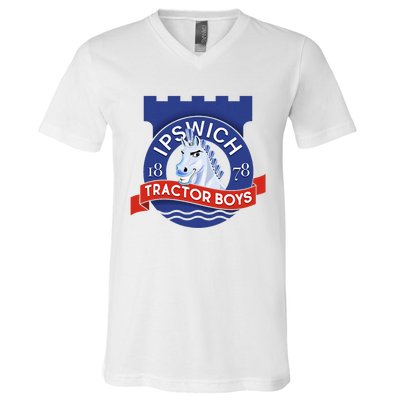 Ipswich Town Fan Tractor Boy Suffolk Punch Badge V-Neck T-Shirt