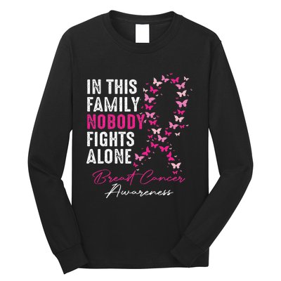 In This Family No One Fight Alone Breast Cancer Awareness Long Sleeve Shirt