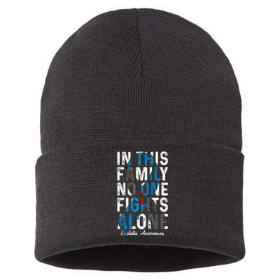 In This Family No One Fight Alone Diabetes Awareness Sustainable Knit Beanie