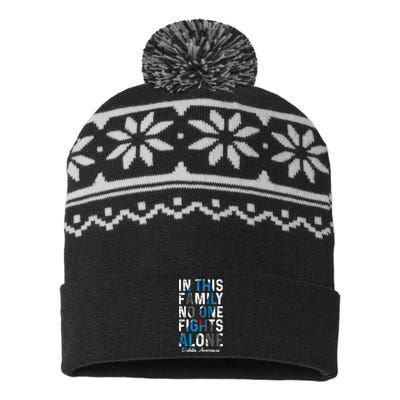 In This Family No One Fight Alone Diabetes Awareness USA-Made Snowflake Beanie