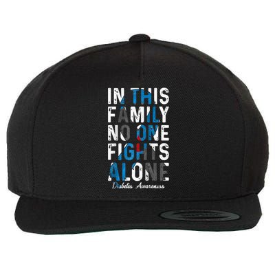 In This Family No One Fight Alone Diabetes Awareness Wool Snapback Cap