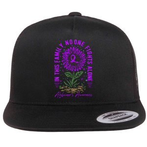 In This Family No One Fight Alone Alzheimer’s Awareness Flat Bill Trucker Hat