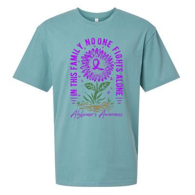 In This Family No One Fight Alone Alzheimer’s Awareness Sueded Cloud Jersey T-Shirt