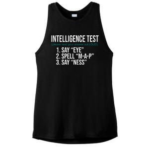 Intelligence Test Funny Message Ladies PosiCharge Tri-Blend Wicking Tank