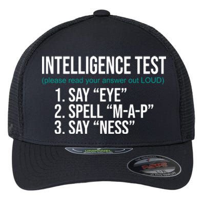 Intelligence Test Funny Message Flexfit Unipanel Trucker Cap