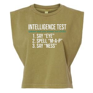 Intelligence Test Funny Message Garment-Dyed Women's Muscle Tee