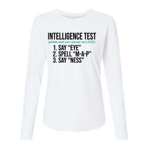 Intelligence Test Funny Message Womens Cotton Relaxed Long Sleeve T-Shirt