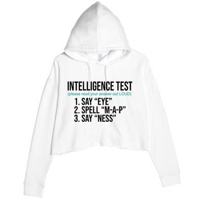 Intelligence Test Funny Message Crop Fleece Hoodie