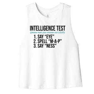 Intelligence Test Funny Message Women's Racerback Cropped Tank