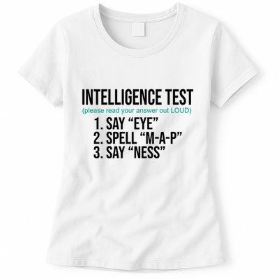 Intelligence Test Funny Message Womens T-Shirt