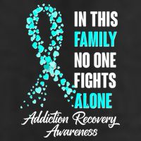 In This Family No One Fight Alone Addiction Recovery Awareness 7 Panel Mesh Trucker Snapback Hat