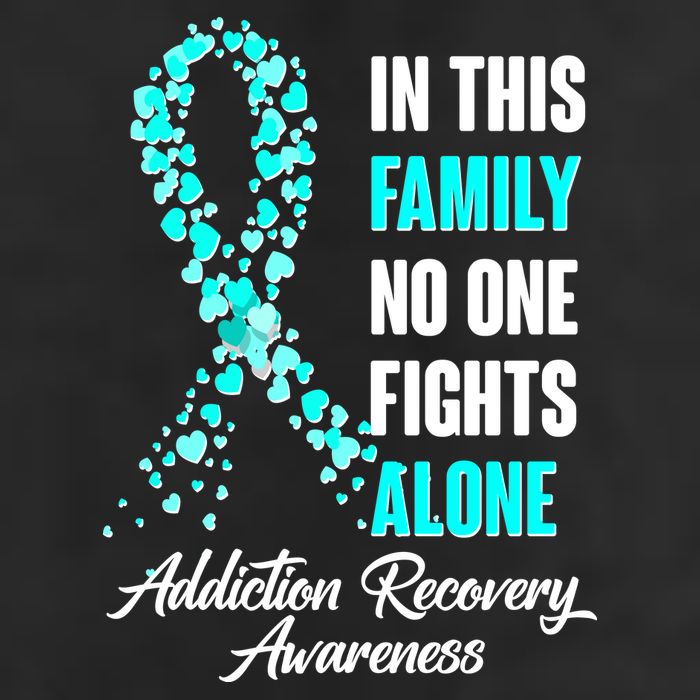 In This Family No One Fight Alone Addiction Recovery Awareness 7 Panel Mesh Trucker Snapback Hat