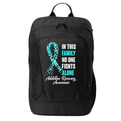 In This Family No One Fight Alone Addiction Recovery Awareness City Backpack