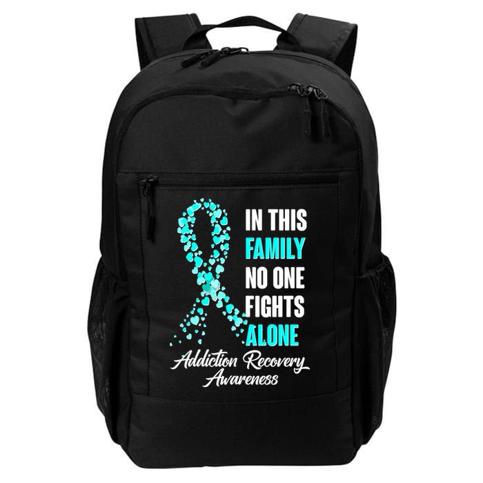 In This Family No One Fight Alone Addiction Recovery Awareness Backpack