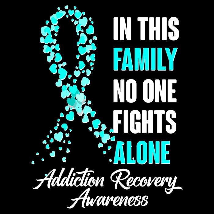 In This Family No One Fight Alone Addiction Recovery Awareness Backpack