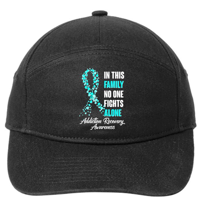 In This Family No One Fight Alone Addiction Recovery Awareness 7-Panel Snapback Hat