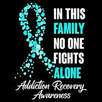 In This Family No One Fight Alone Addiction Recovery Awareness 7-Panel Snapback Hat