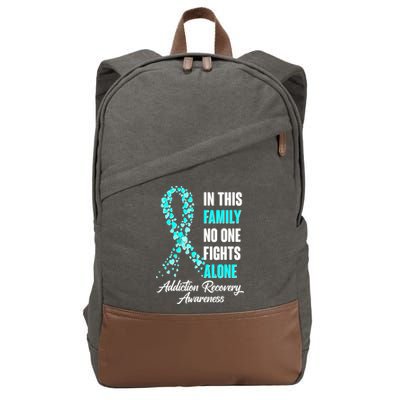 In This Family No One Fight Alone Addiction Recovery Awareness Cotton Canvas Backpack