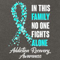 In This Family No One Fight Alone Addiction Recovery Awareness Cotton Canvas Backpack