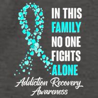 In This Family No One Fight Alone Addiction Recovery Awareness Vector Backpack