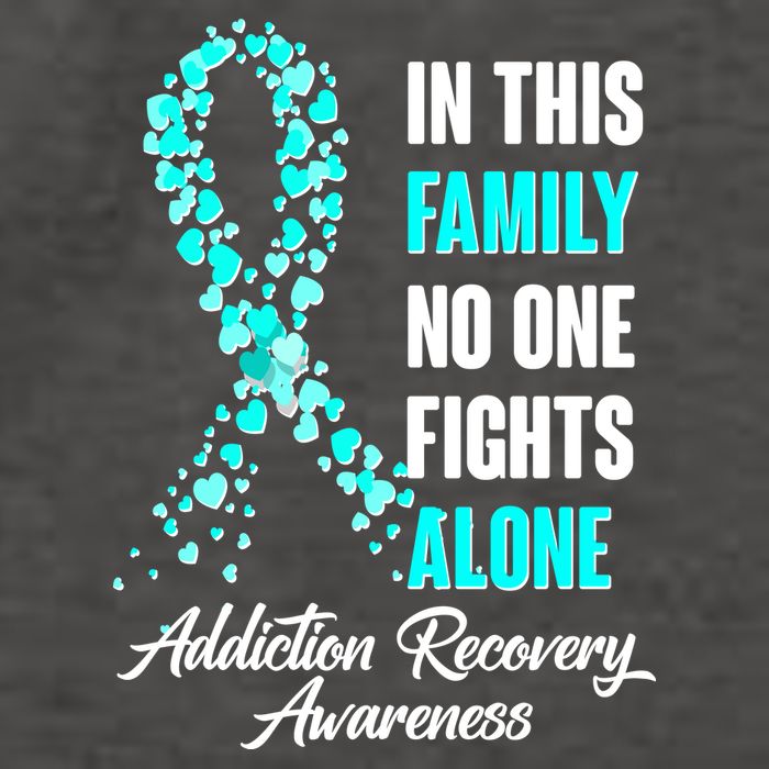 In This Family No One Fight Alone Addiction Recovery Awareness Vector Backpack