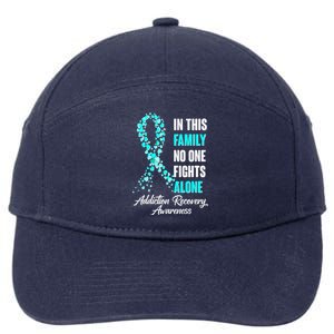 In This Family No One Fight Alone Addiction Recovery Awareness 7-Panel Snapback Hat