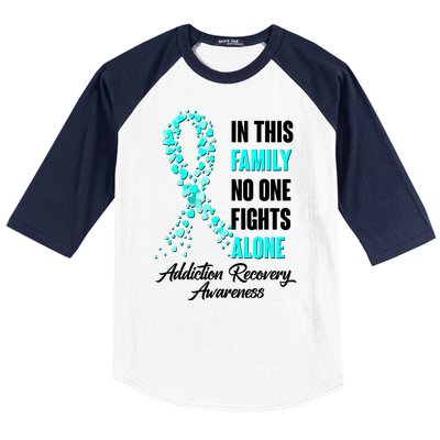 In This Family No One Fight Alone Addiction Recovery Awareness Baseball Sleeve Shirt