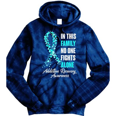 In This Family No One Fight Alone Addiction Recovery Awareness Tie Dye Hoodie