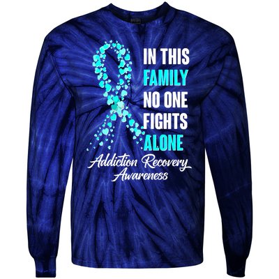 In This Family No One Fight Alone Addiction Recovery Awareness Tie-Dye Long Sleeve Shirt