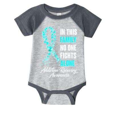 In This Family No One Fight Alone Addiction Recovery Awareness Infant Baby Jersey Bodysuit