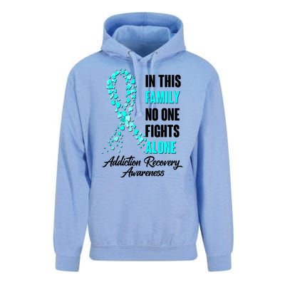 In This Family No One Fight Alone Addiction Recovery Awareness Unisex Surf Hoodie