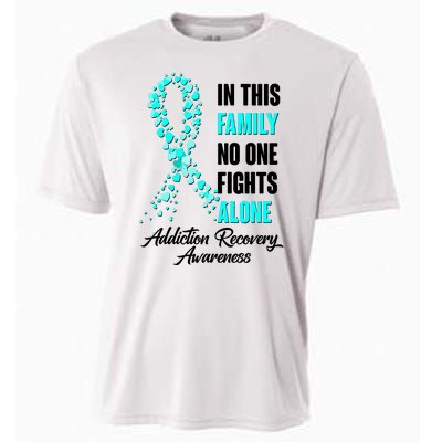 In This Family No One Fight Alone Addiction Recovery Awareness Cooling Performance Crew T-Shirt