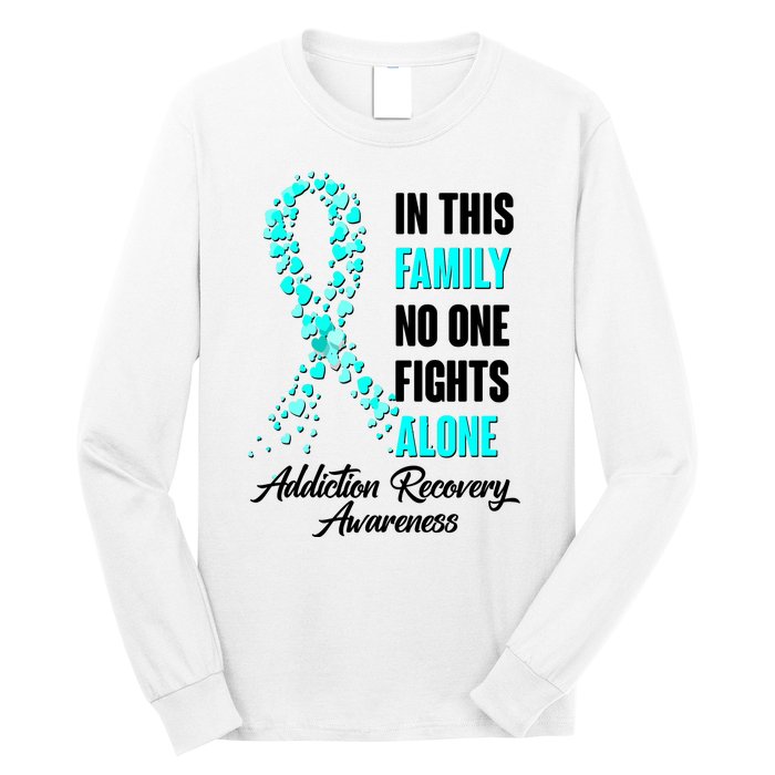 In This Family No One Fight Alone Addiction Recovery Awareness Long Sleeve Shirt