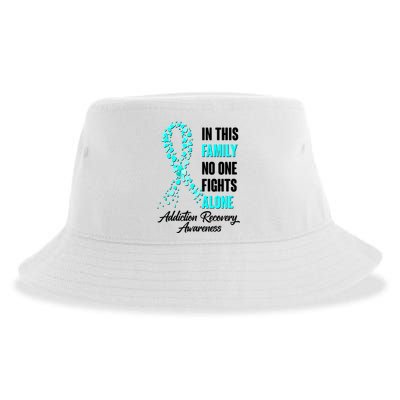 In This Family No One Fight Alone Addiction Recovery Awareness Sustainable Bucket Hat