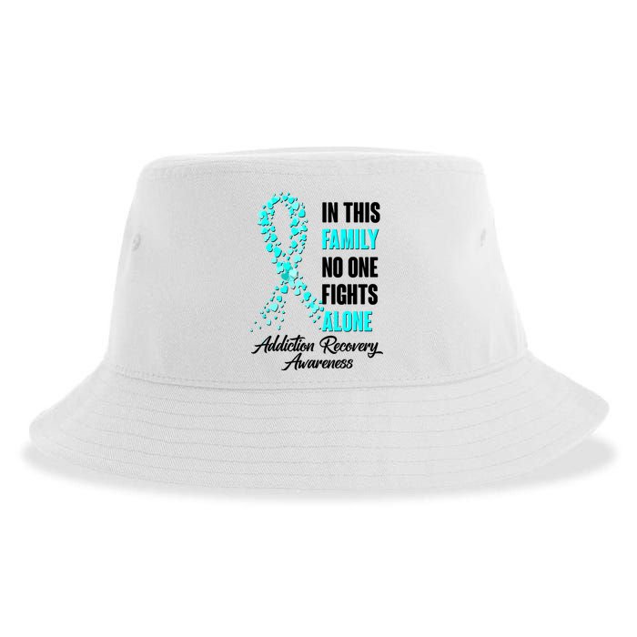 In This Family No One Fight Alone Addiction Recovery Awareness Sustainable Bucket Hat