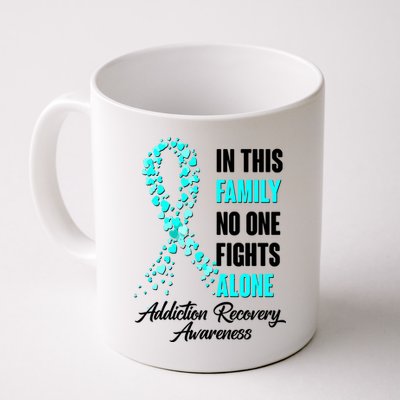 In This Family No One Fight Alone Addiction Recovery Awareness Mug