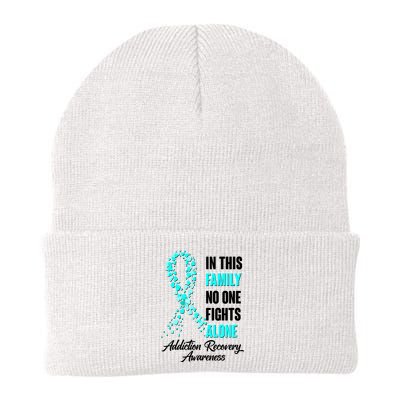 In This Family No One Fight Alone Addiction Recovery Awareness Knit Cap Winter Beanie