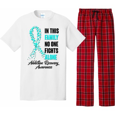 In This Family No One Fight Alone Addiction Recovery Awareness Pajama Set