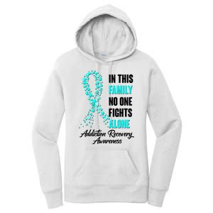 In This Family No One Fight Alone Addiction Recovery Awareness Women's Pullover Hoodie